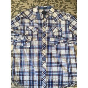 Cody James size Large‎ blue plaid long sleeve men's shirt